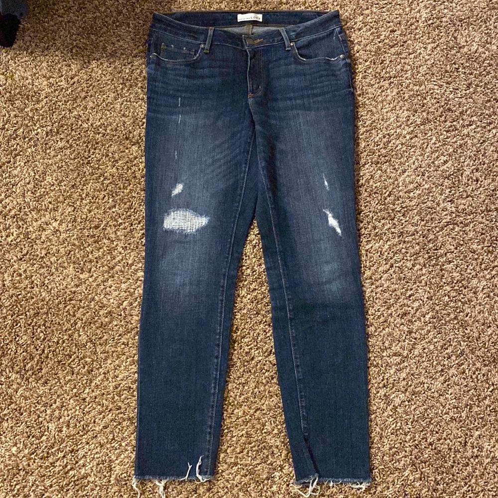 LOFT curvy skinny destructed jeans size 29/8